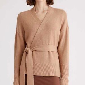 QUINCE Mongolian cashmere wrap sweater, Navy size M